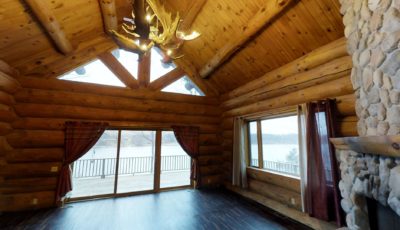 Lakefront LOG HOME For Sale.  3729 S Hopkins Lake, Ludington, MI 49431 3D Model